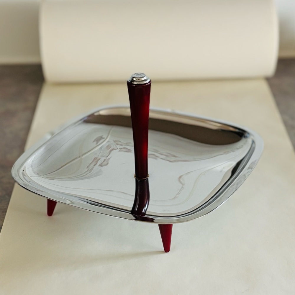 70's Gourmates Chrome Tidbit Tray - Appetizers Tray - Cocktail Party Tray